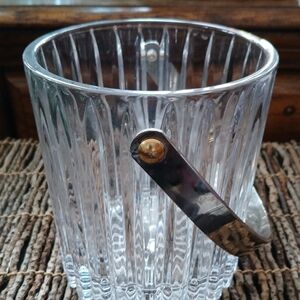 Mikasa Heavy Elegant Clear Glass Ice Bucket with Silver Handle